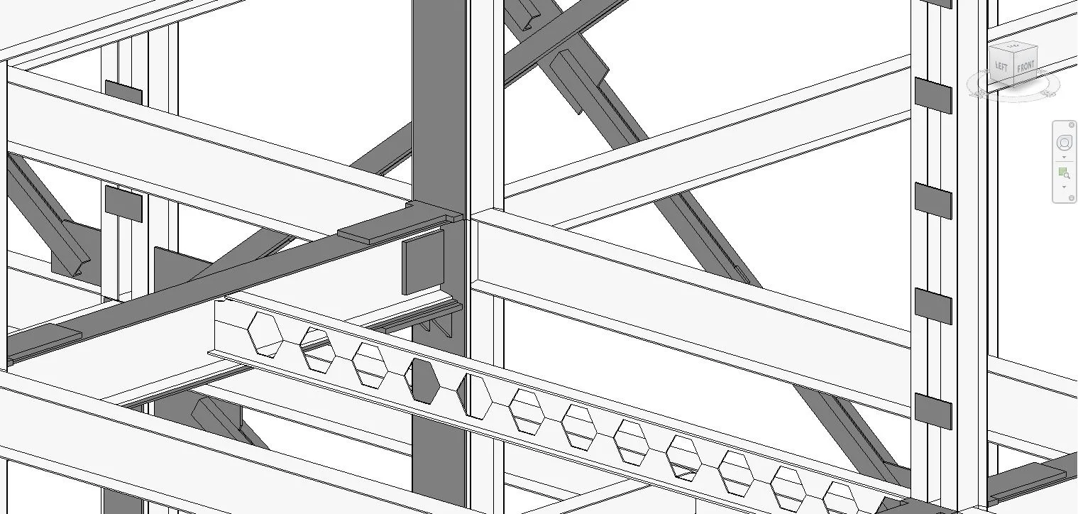 Thematic editorial image of a steel structural frame and connections